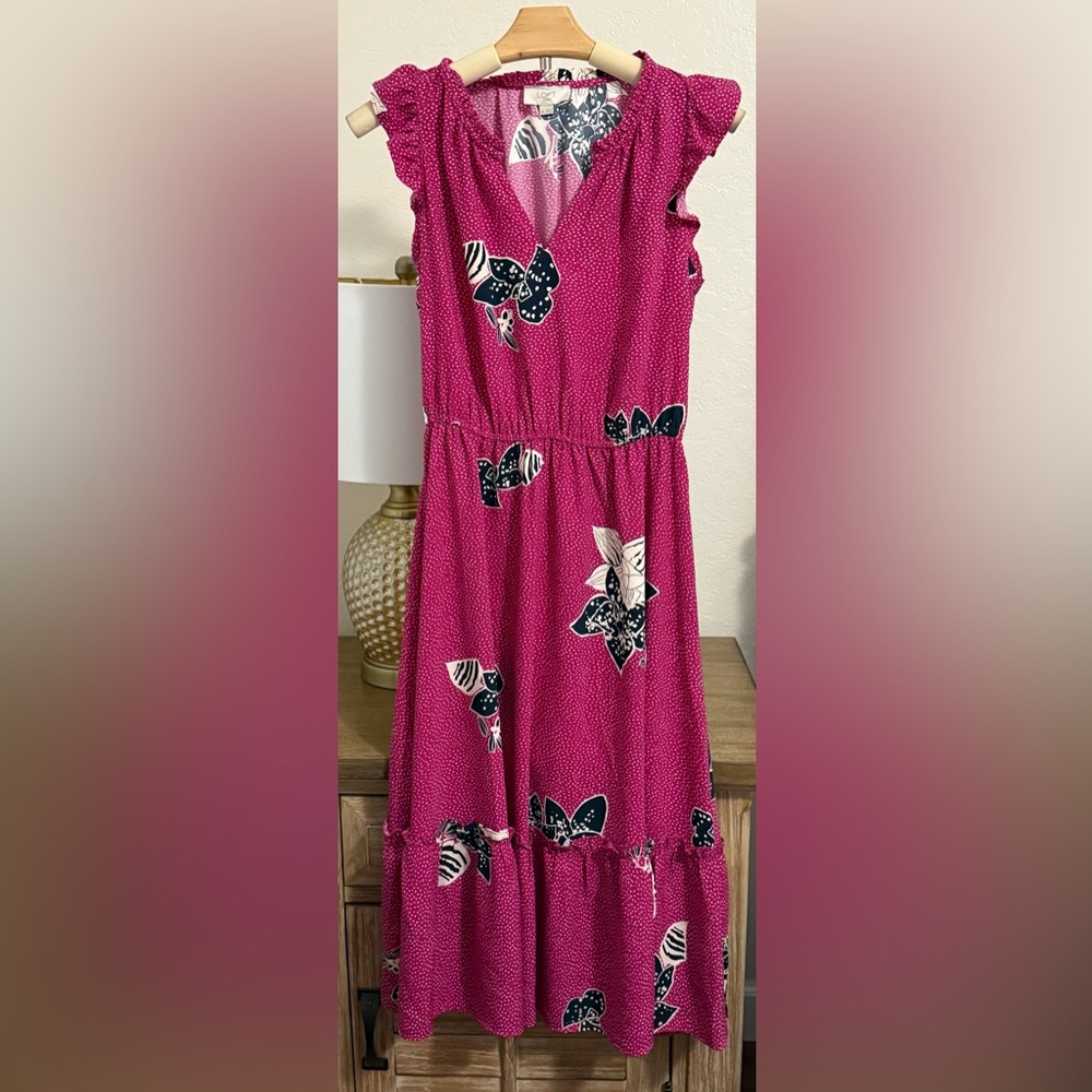 Loft Floral Midi Sleeveless Floral Dress- Size XS